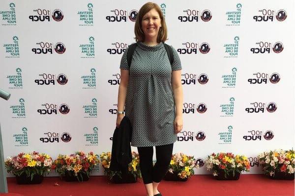 Photo of Associate Professor of Hispanic Studies Andrea Smith, Ph.D., at the Lima Film Festival